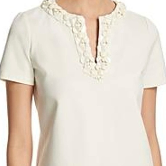 Tory Burch Cream Boxy Polo T-Shirt - Picture 1 of 7